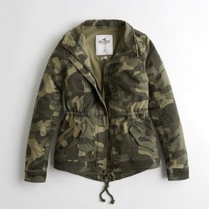 Hollister Twill Camo Moto Jacket